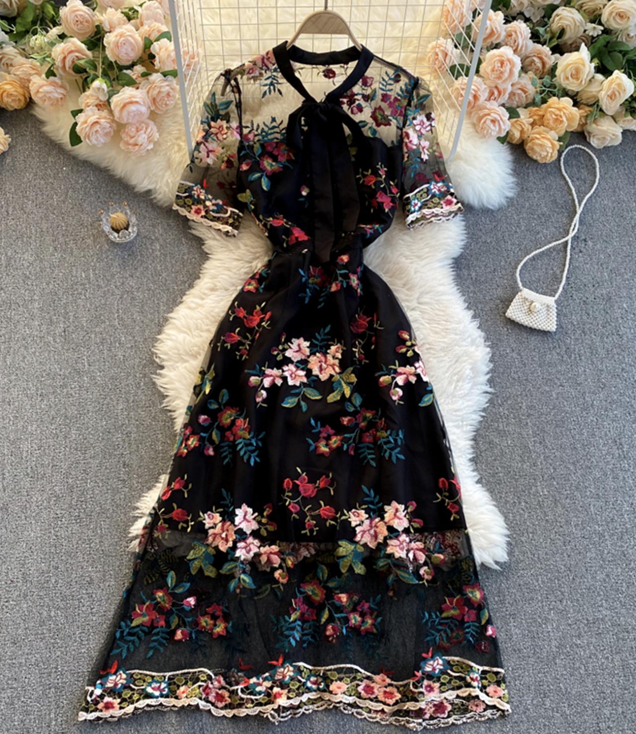 Cute A Line Dress With Embroidery