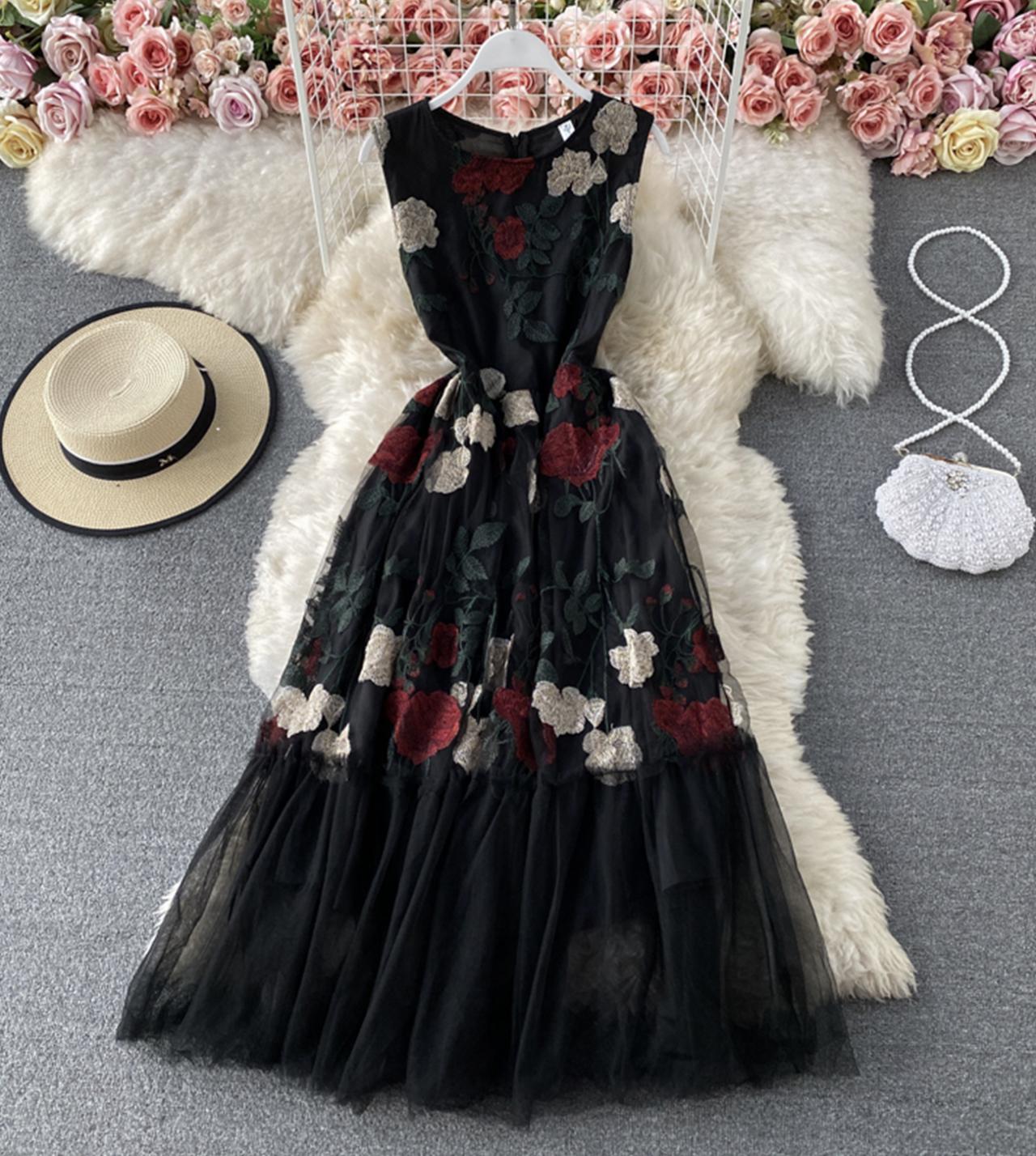 Black A line lace dress