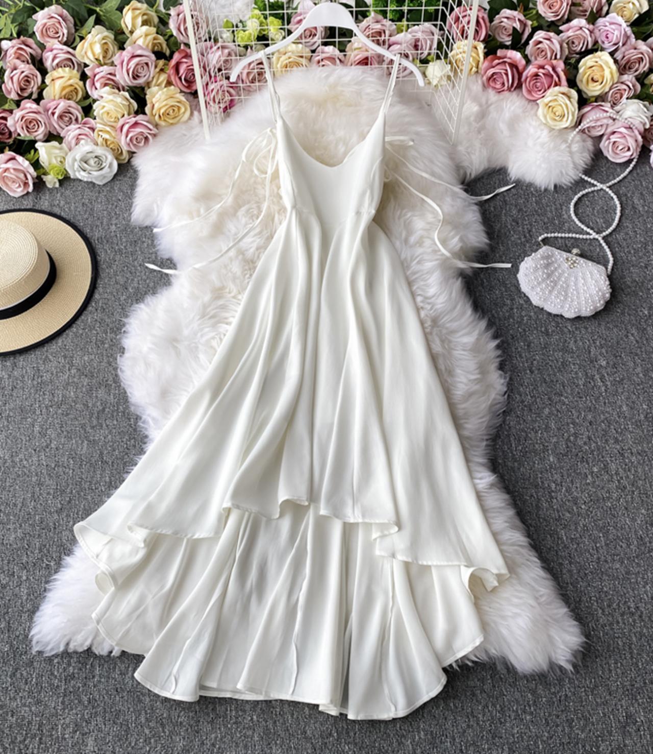 Cute V Neck Short Dress White Dress