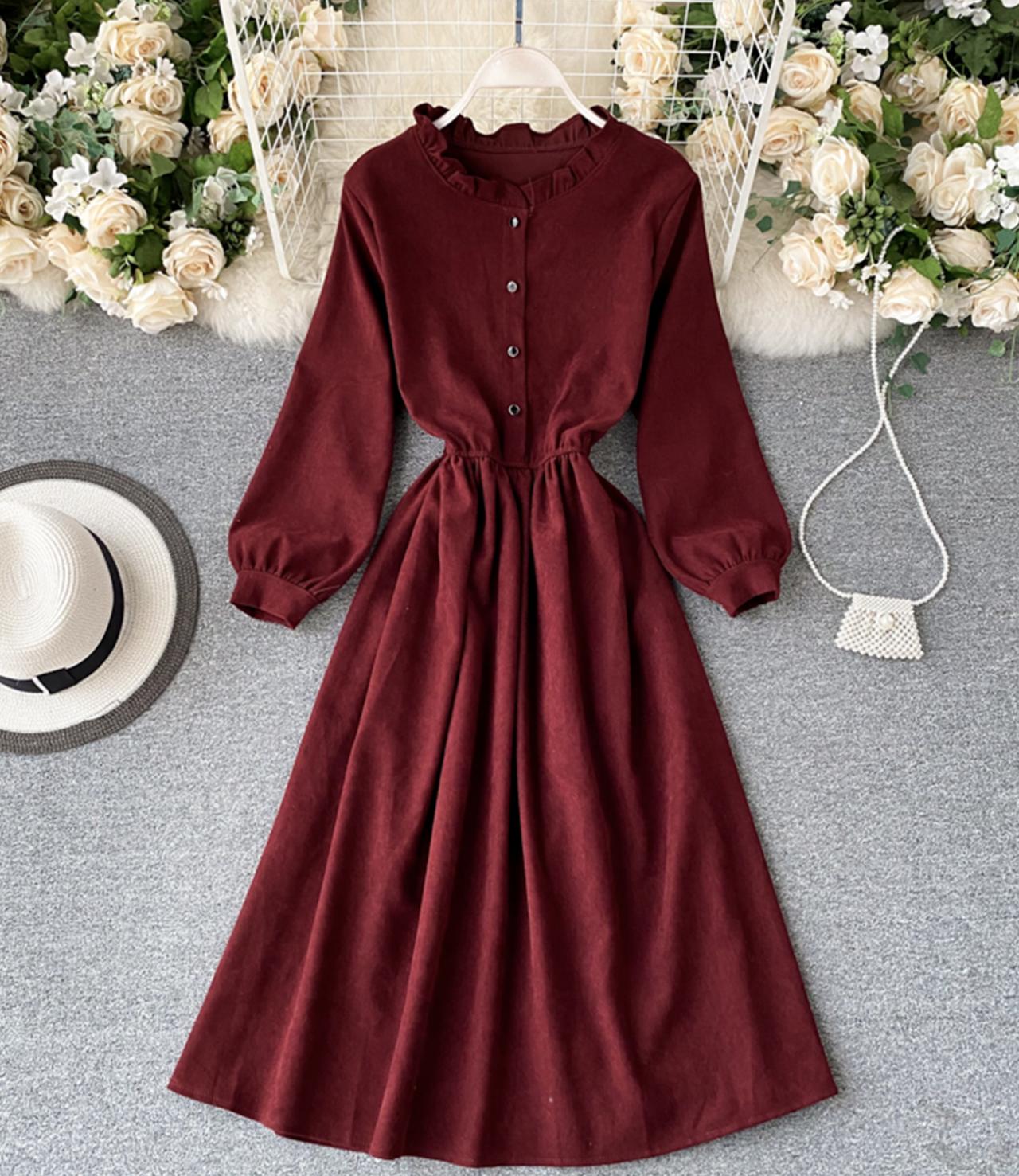 Cute A Line Long Sleeve Dress Spring Dress