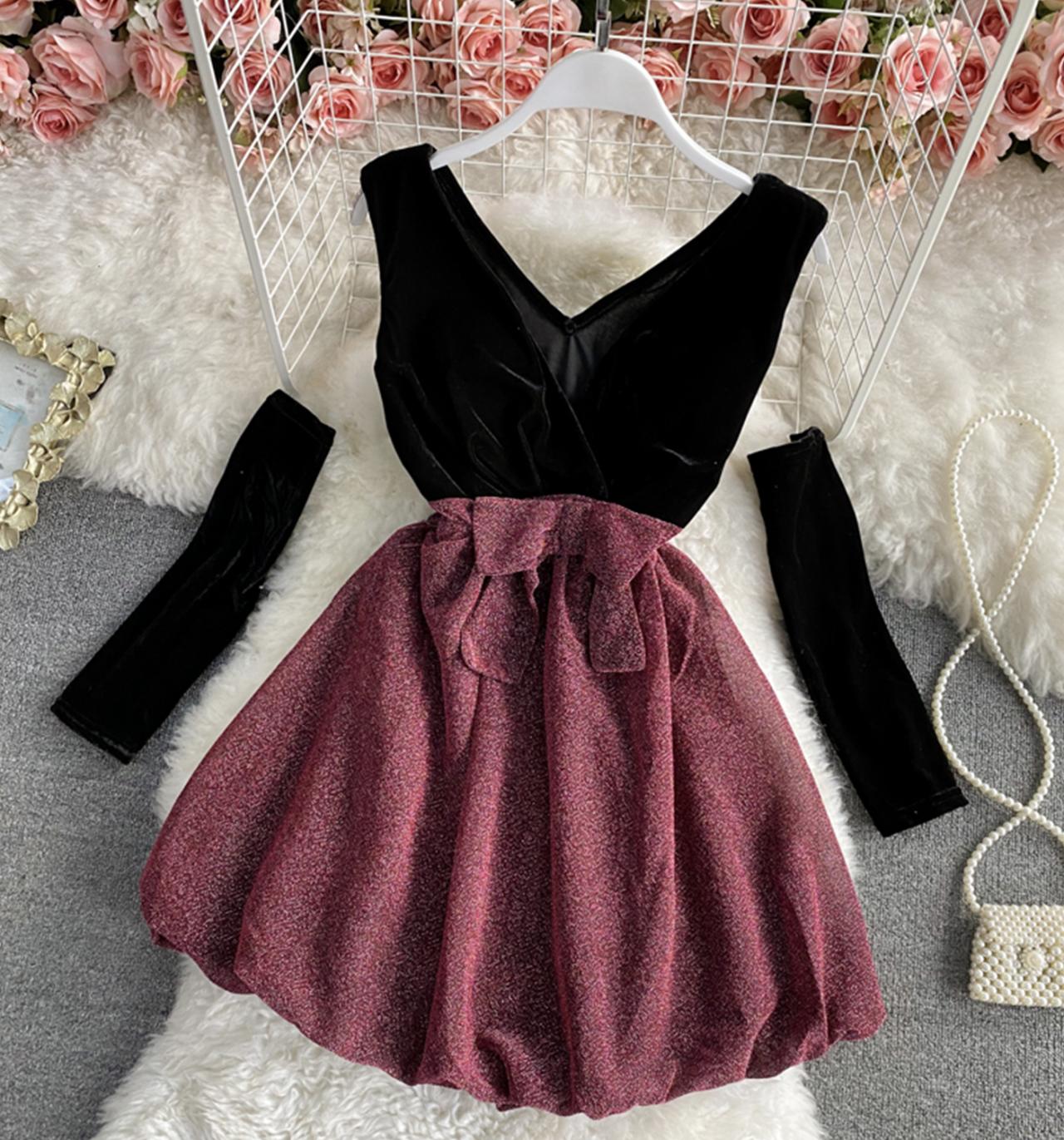 Cute V Neck Short Dress Fashion Dress