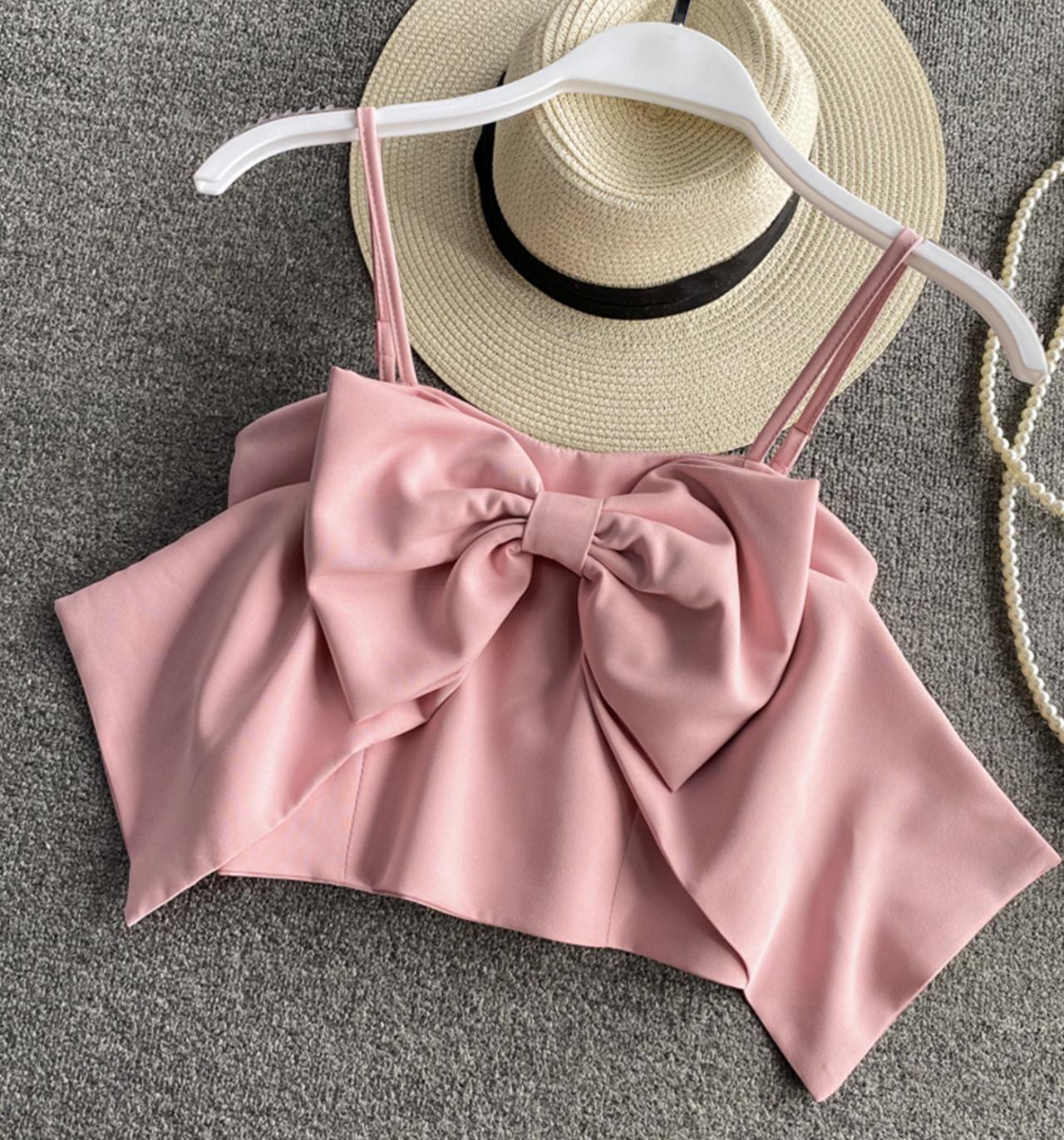 Cute bow-knot vest Cute suspender strapless top