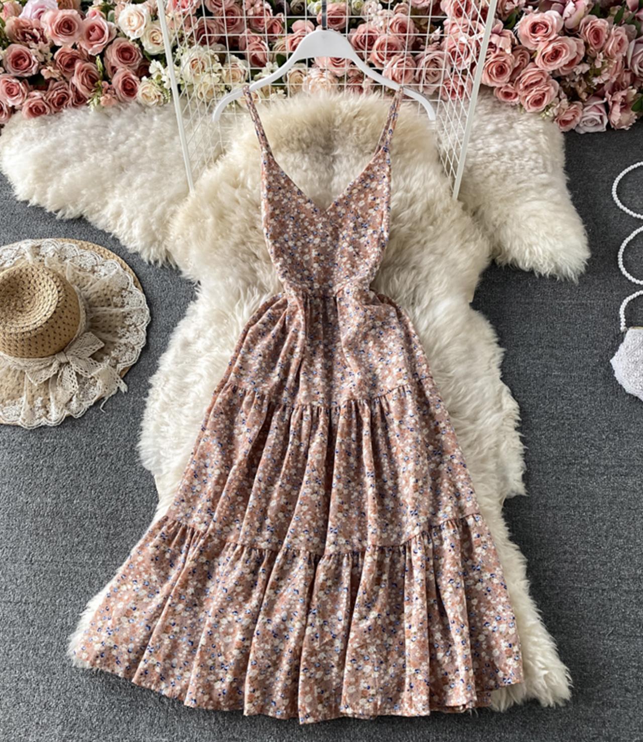 Cute v neck A line dress fashion dress  535