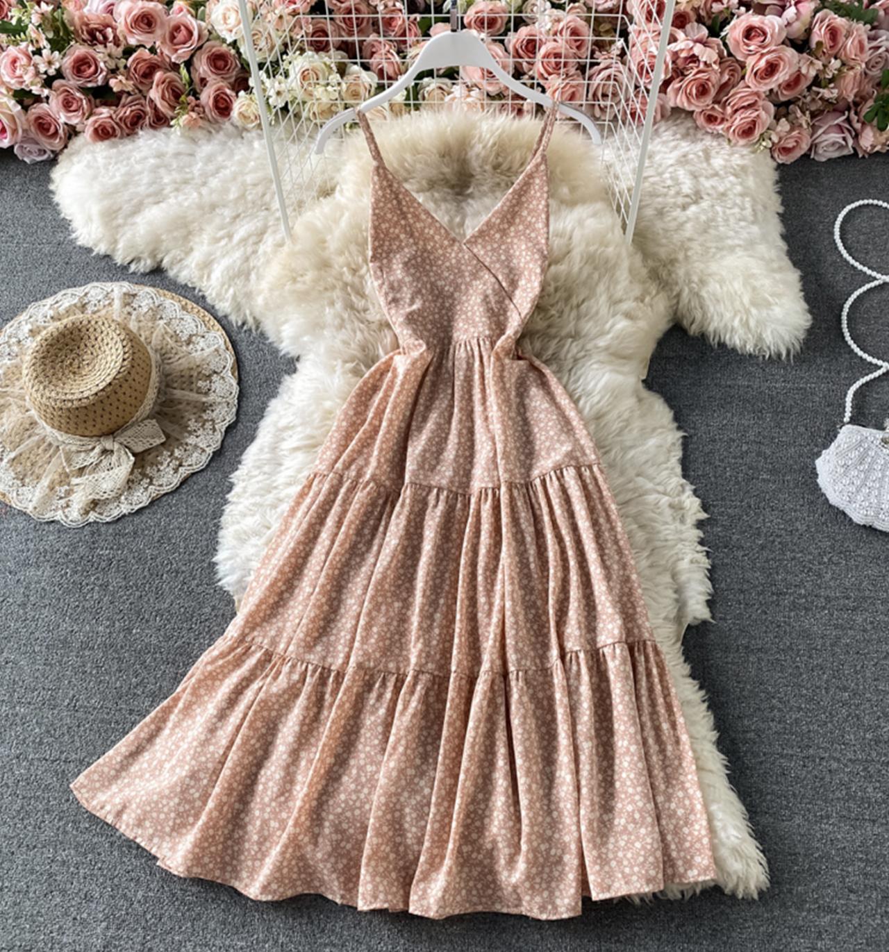 Sweet v neck floral short dress fashion dress