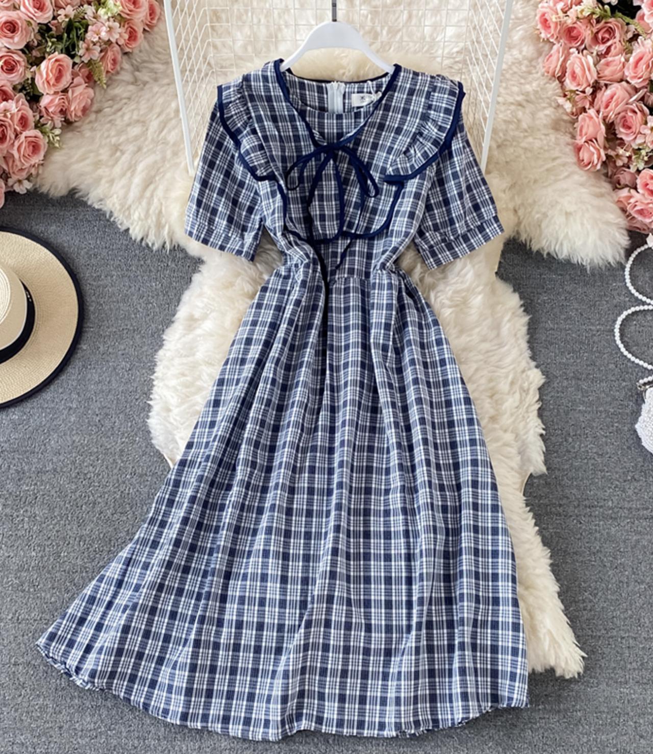 Cute A Line Plaid Dress