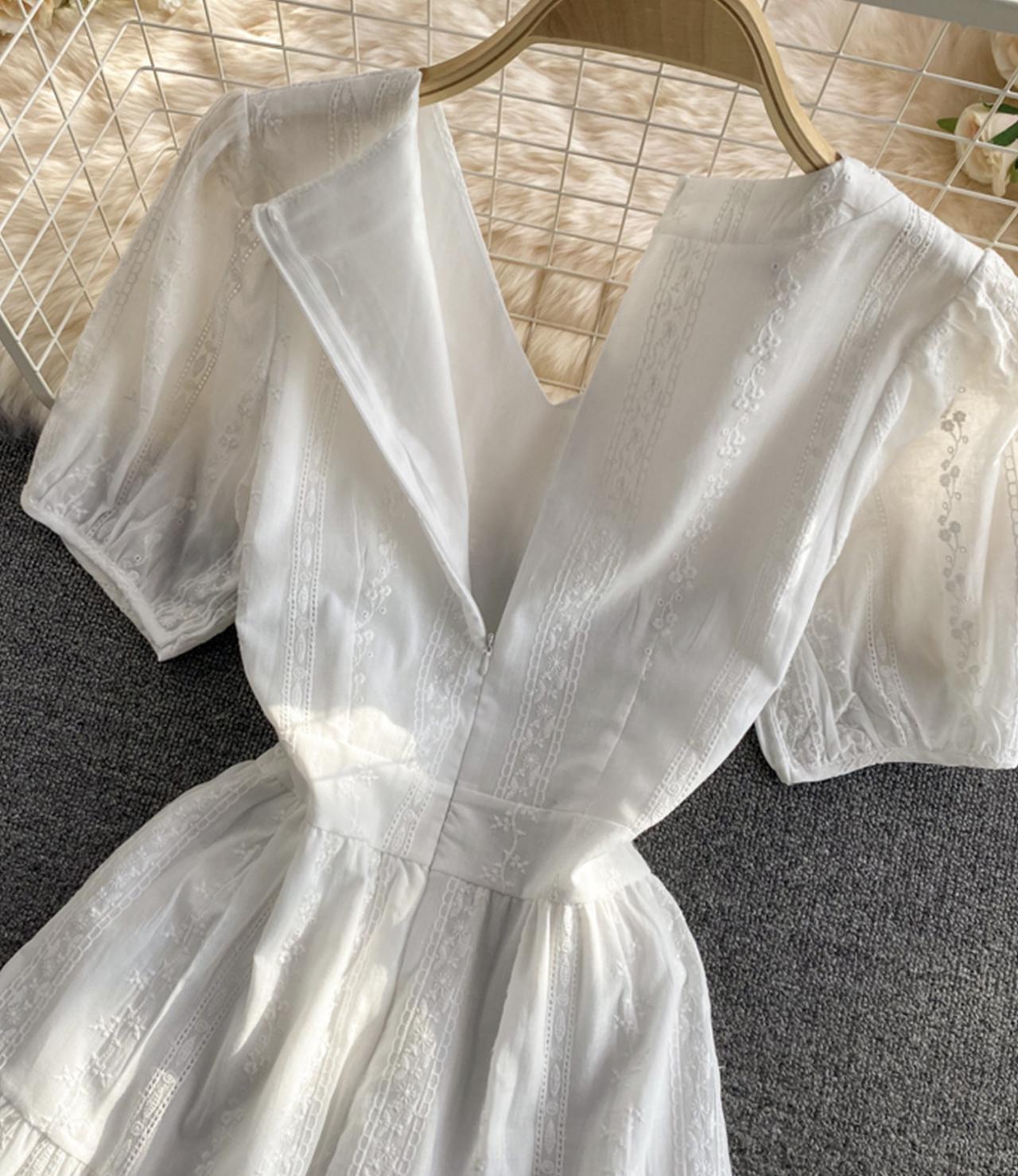 White A Line V Neck Dress Fashion Dress on Luulla