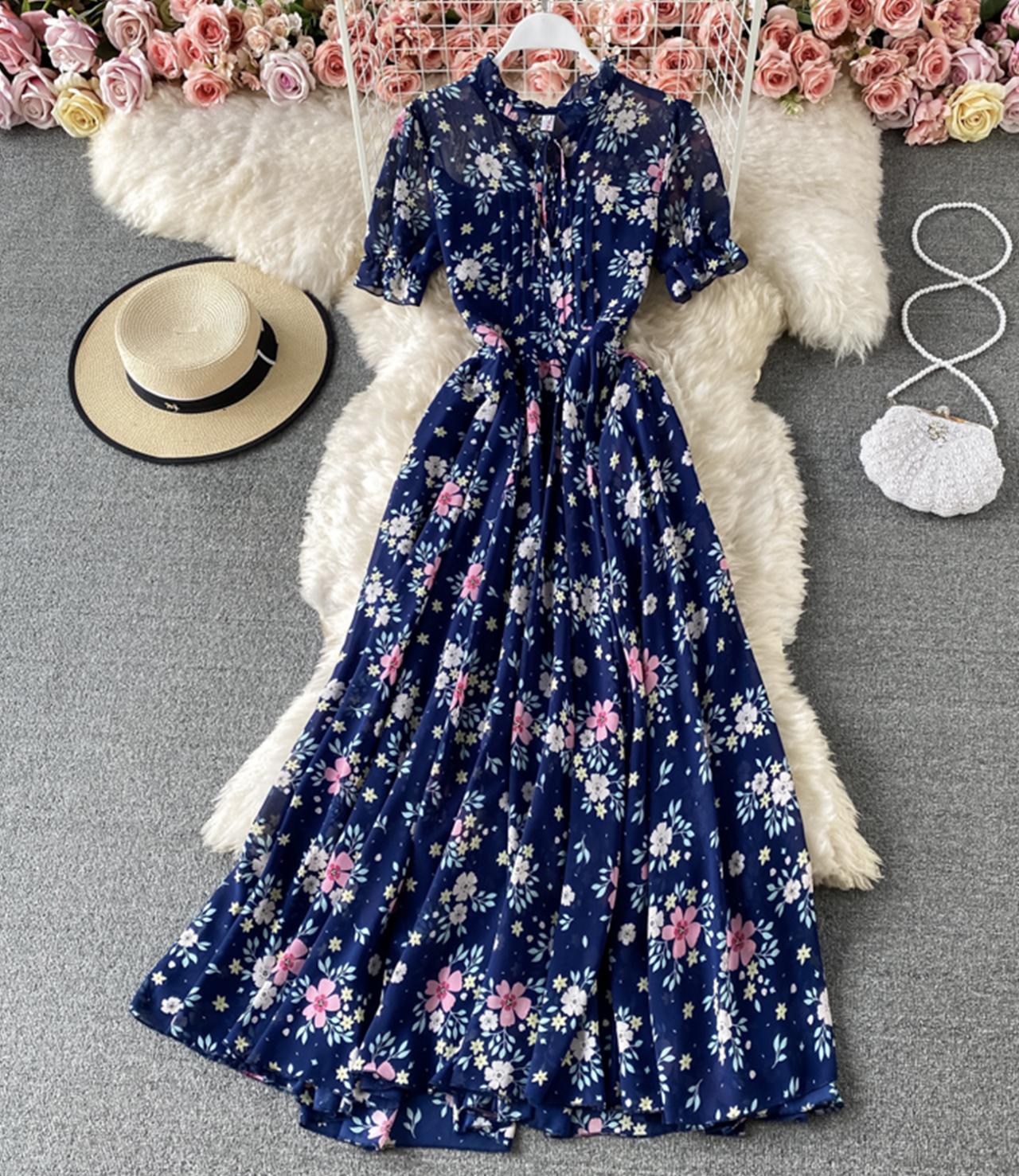 Cute Chiffon Floral Dress Fashion Dress