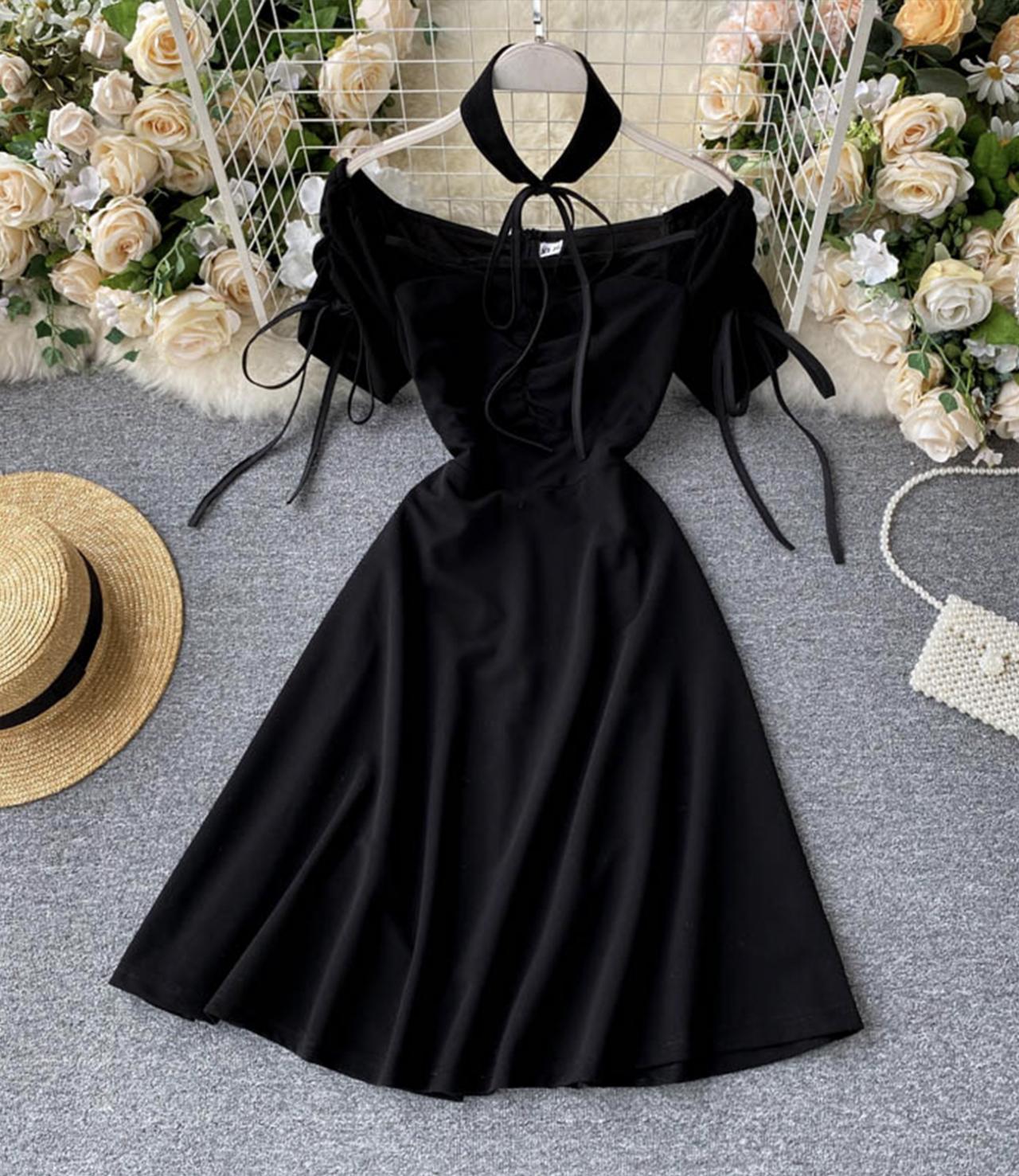 Black A Line Long Sleeve Short Dress Fashion Dress  10915 main image 1