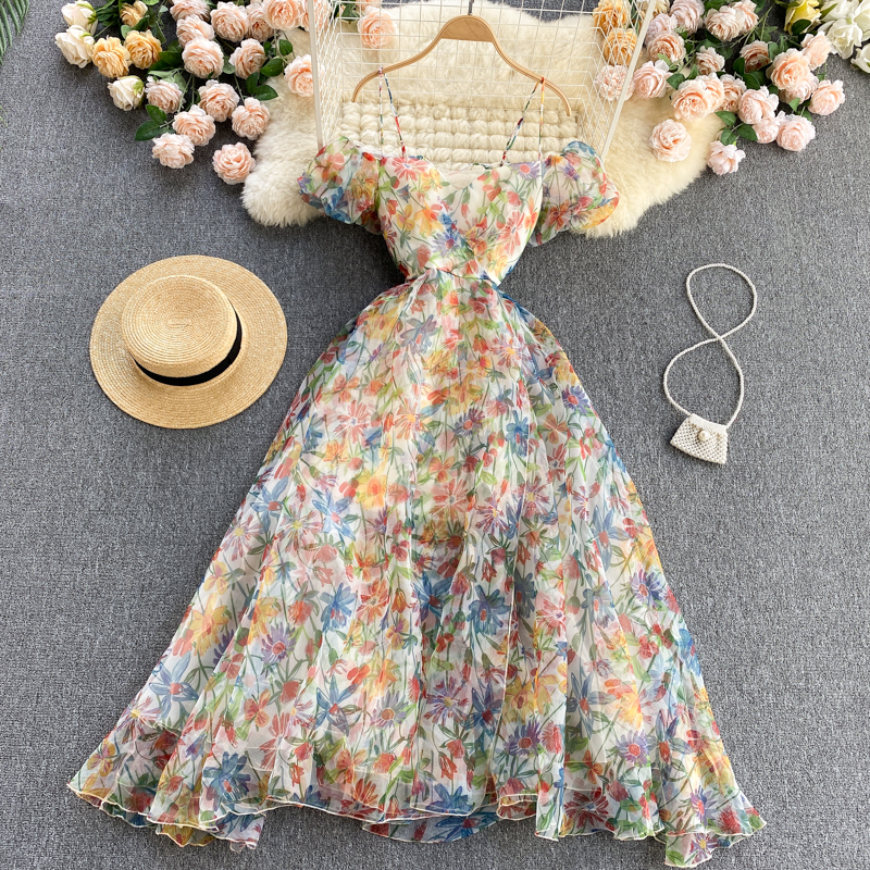 Stylish A Line Floral Off Shoulder Dress Fashion Dress
