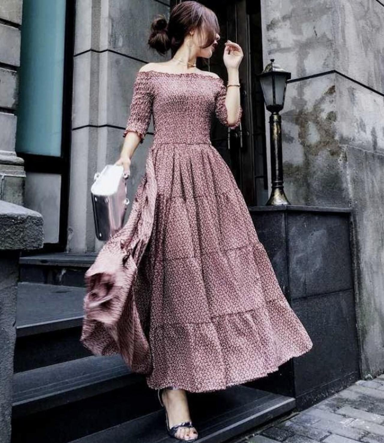 Stylish A line floral dress fashion dress