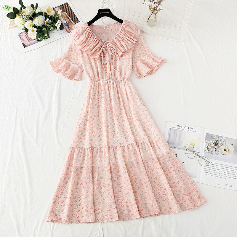 floral chiffon dress material Let's Be Real Pink Floral Print Chiffon Tiered Mini Dress