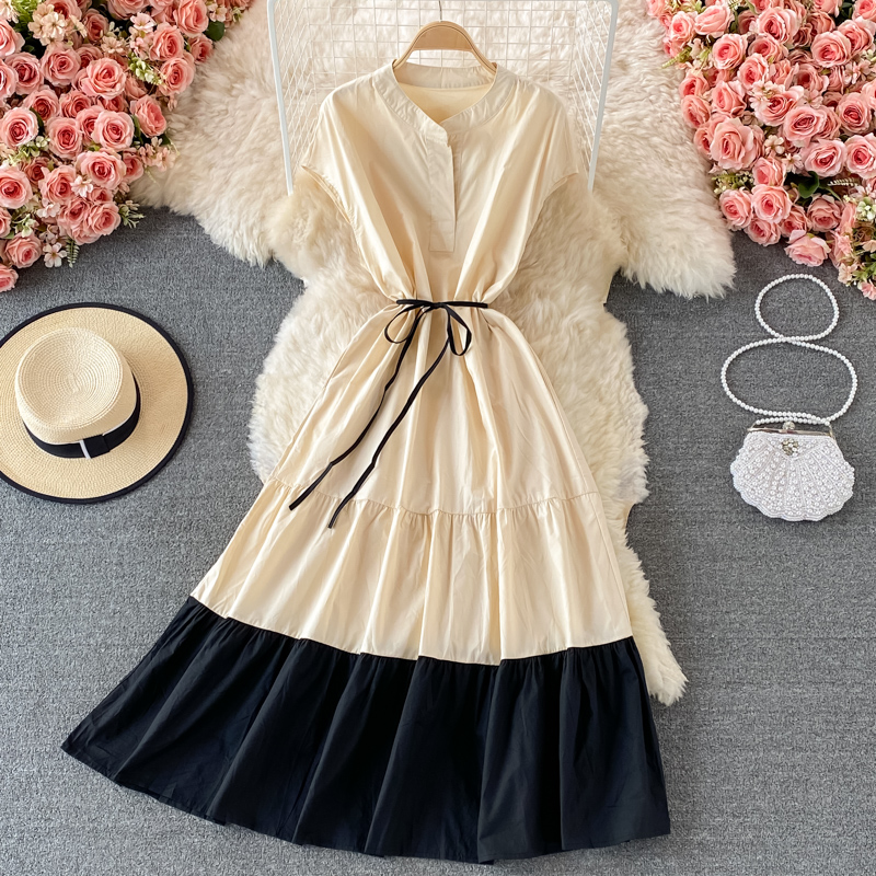Stylish Contrast A Line Dress