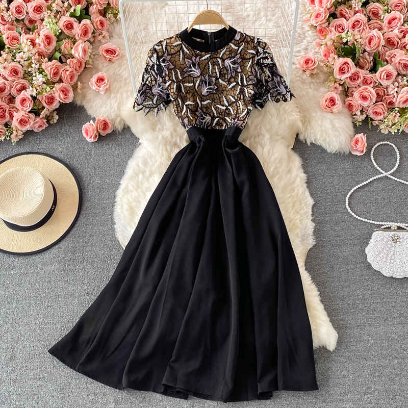 Black Lace A Line Dress Fashion Dress