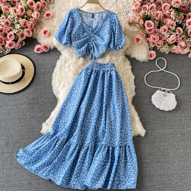 Cute Floral Two Pieces Dress A Line Fashion Dress Cute Floral Two Pieces Dress A Line Fashion Dress