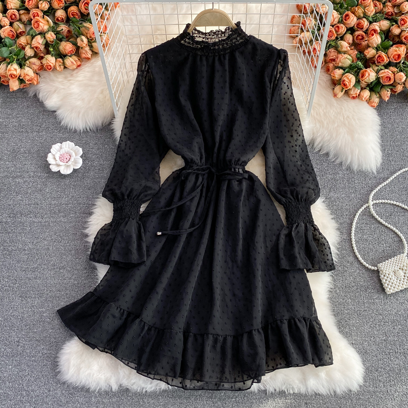 Black Tulle Long Sleeve Dress Fashion Dress