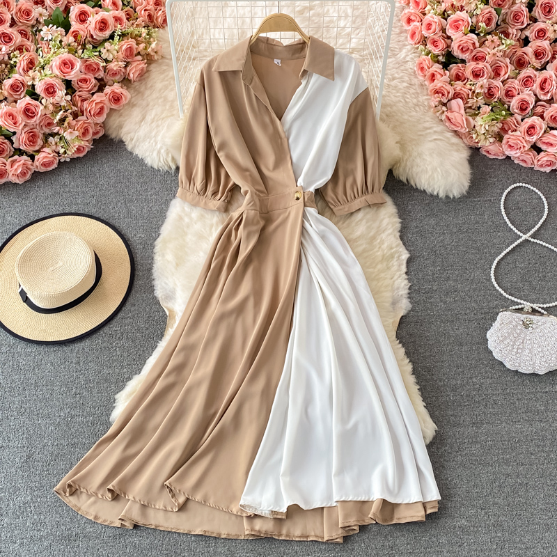 Cute A Line Color Block Dress on Luulla
