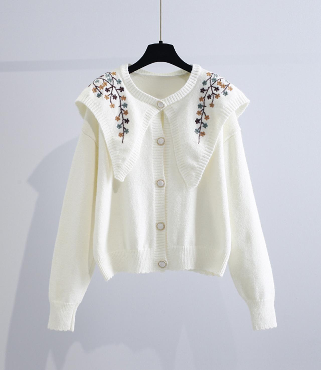 Cute Embroidered Long-sleeved Cardigan Sweater