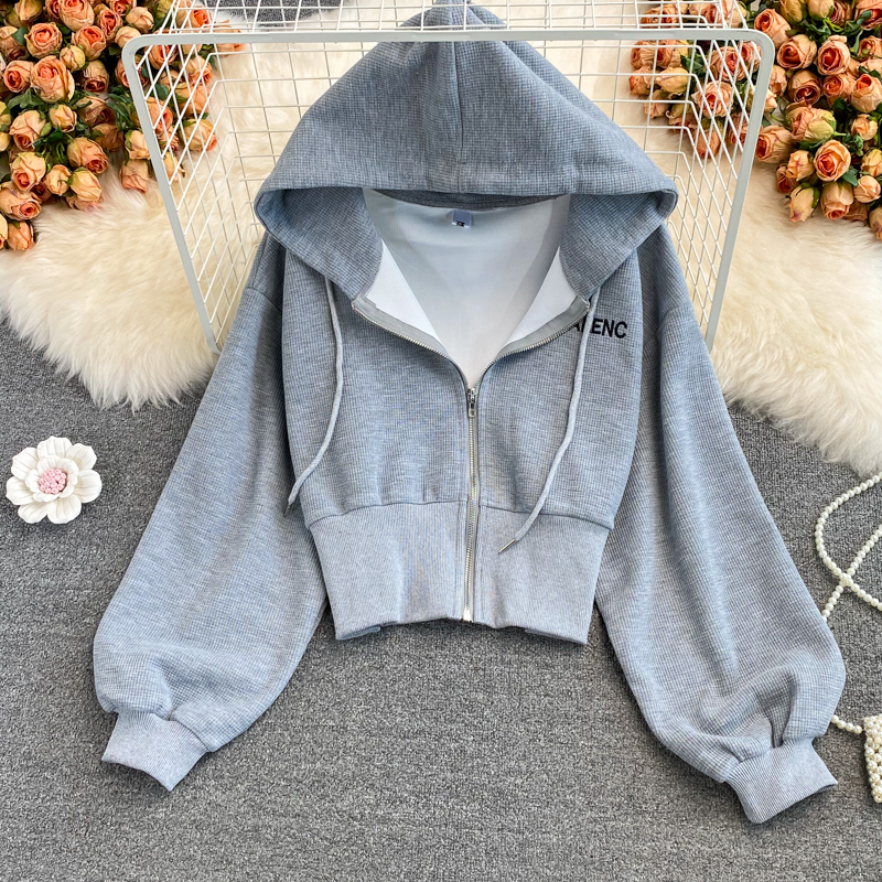 Cute long sleeve crop tops fasion hoodie