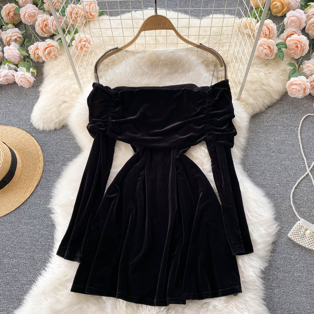 Black A Line Long Sleeve Dress Black Fashion Dress