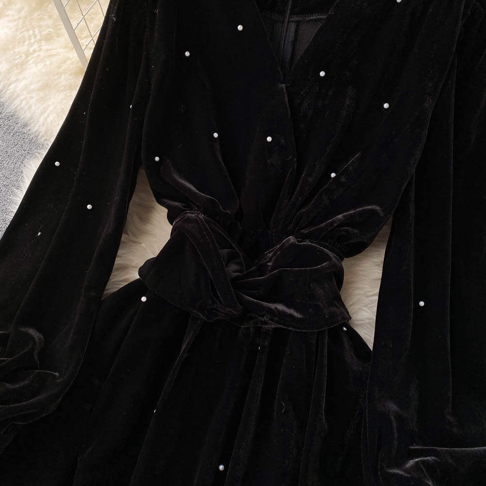 Lucille V-Neck Dress - Black