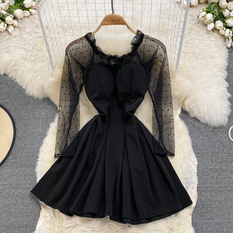 navy blue dress for baby girl Stacees Stars Homecoming Dress with Puffy Long Sleeves in Rust main image 0