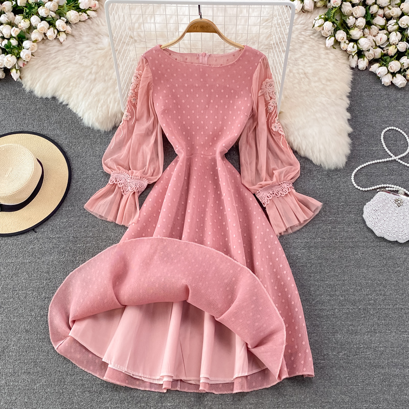 Cute long sleeve A line dress fashion dress  415 main image 1