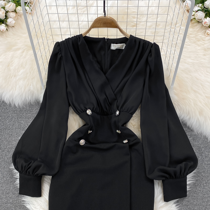 Black Dress V-Neck main image 1