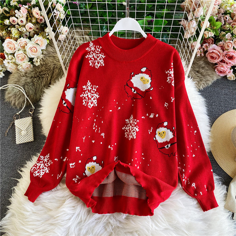 Cute Round Neck Long Sleeve Sweater Christmas Sweater