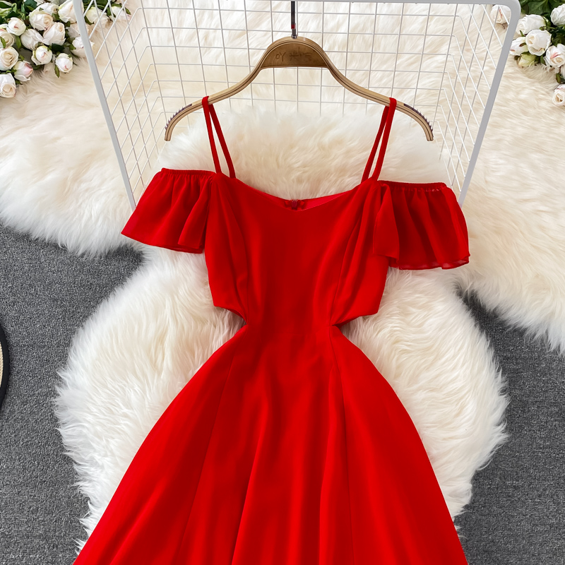 Red Chiffon A Line Short Dress Fashion Dress on Luulla