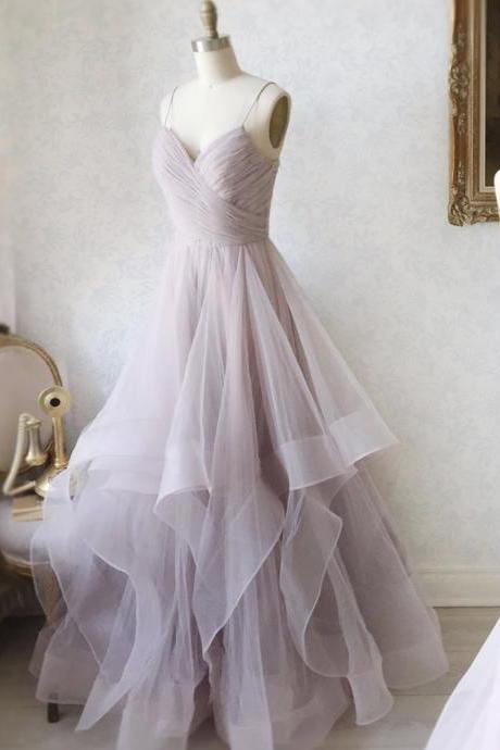 A Line Tulle Long Prom Dress Formal Dress