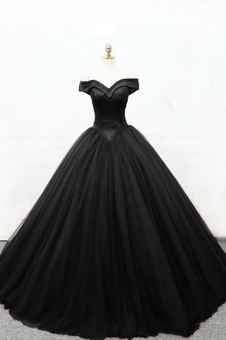 Black Princess Ball Gown Black Formal Dress