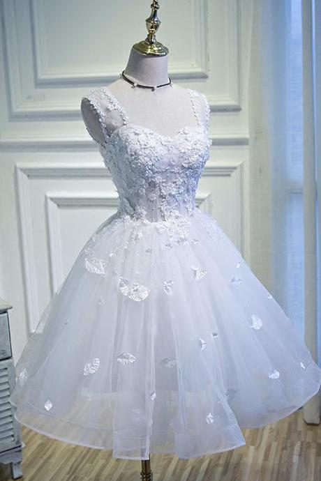 White Lace Short Prom Dress Homecoming Dress
