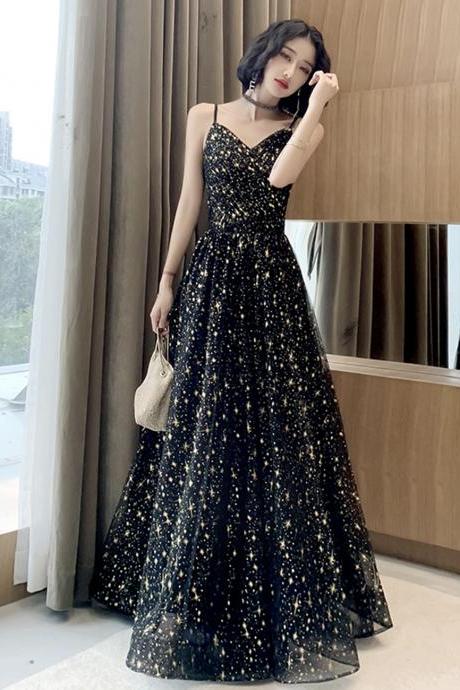 Black Tulle Long Prom Dress Black Evening Dress
