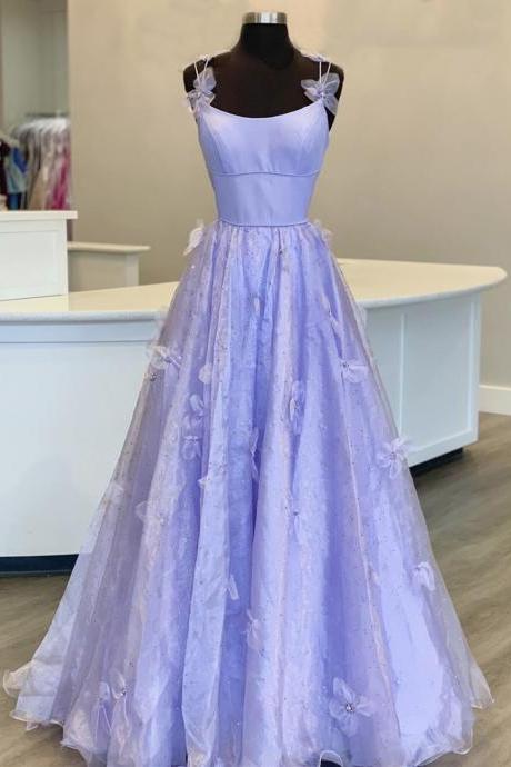 Purple Tulle Long Prom Dress Formal Dress