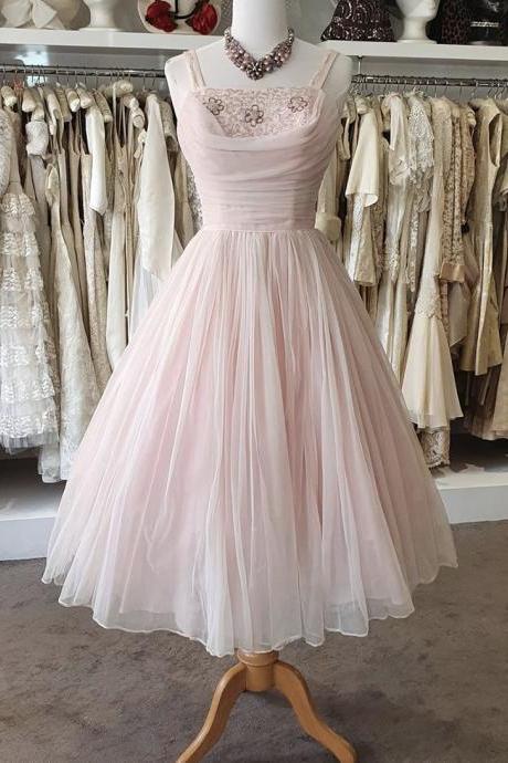 Pink A line short prom dress homecoming dress