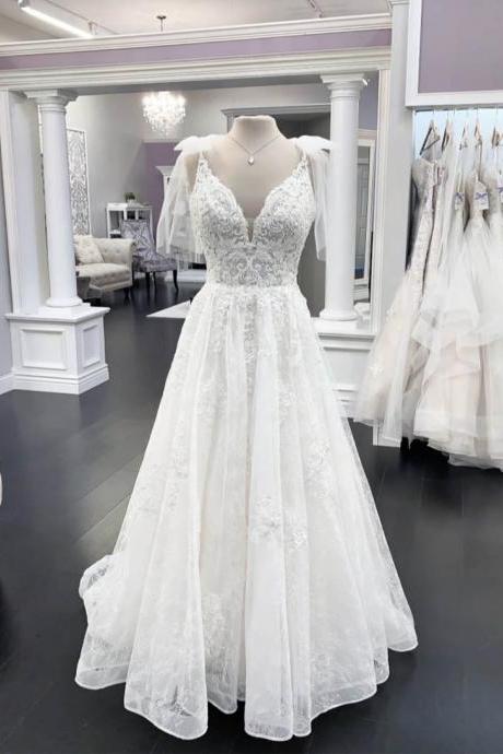 White Lace Long Prom Gown Wedding Dress