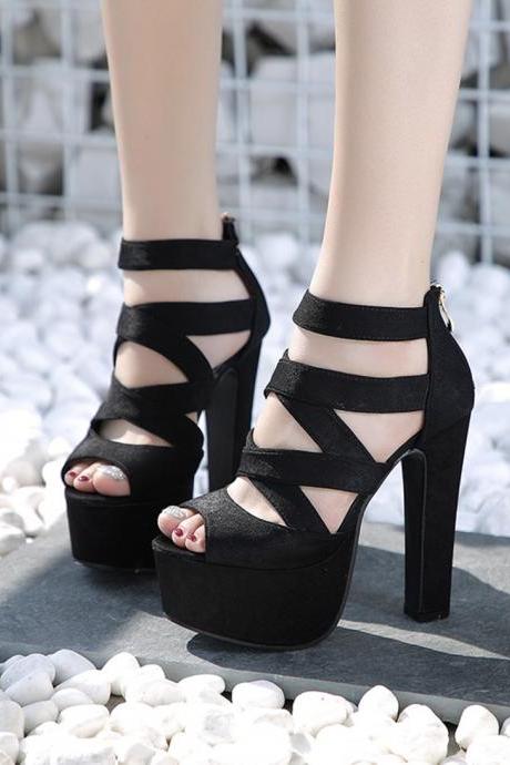Sexy black high heel sandals