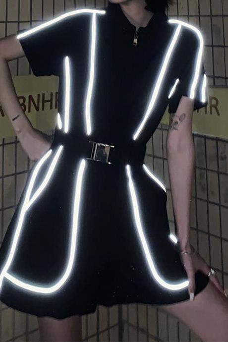 Black reflective jumpsuit