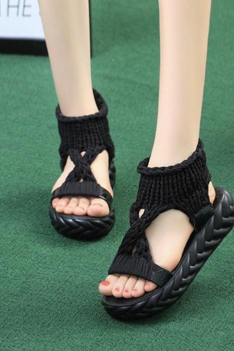 Sandals handmade knitted sandals
