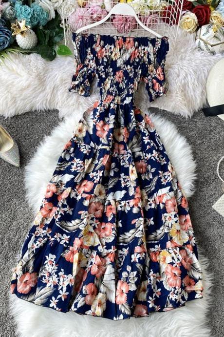A Line Floral Slim Dress Summer Dress