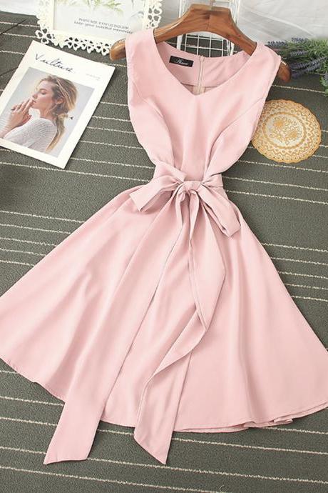 Simple V Neck Sleeveless Dress Summer Dress