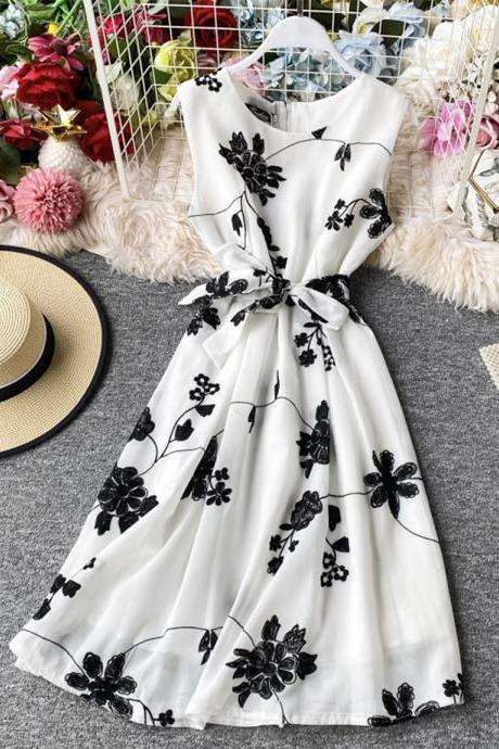 A line flowers short dress summer dress