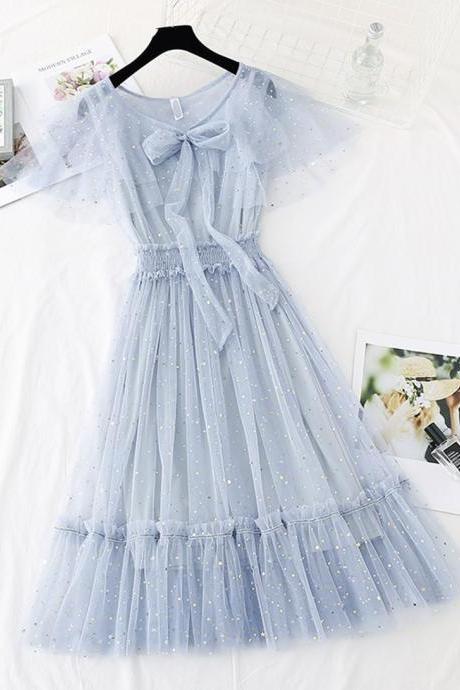 Cute Tulle Sequins Short Dress Summer Dress