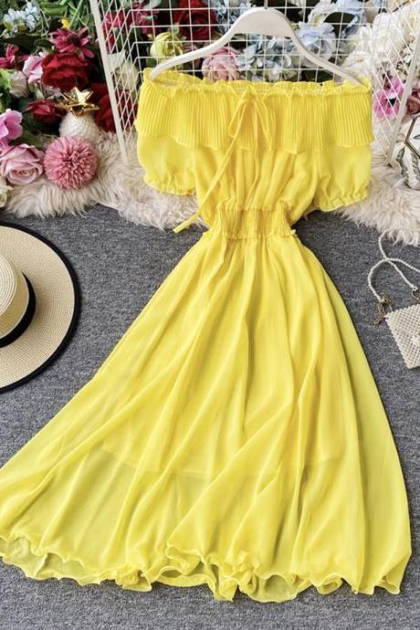 Cute Chiffon Strapless Summer Dress Fashion Dress