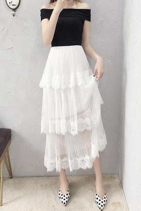 Black And White Lace Dress Fashion Girl Dress