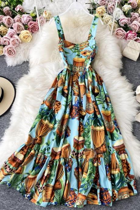 Dress A Line Floral Pattern Dress Summer Dress