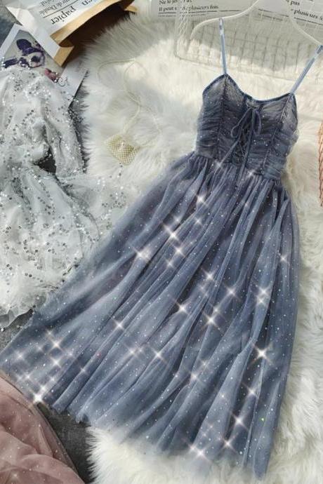 A Line Tulle Sequins Dress Summer Dress