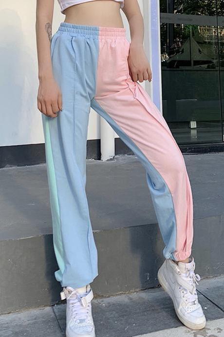 Pants chic pink blue pant