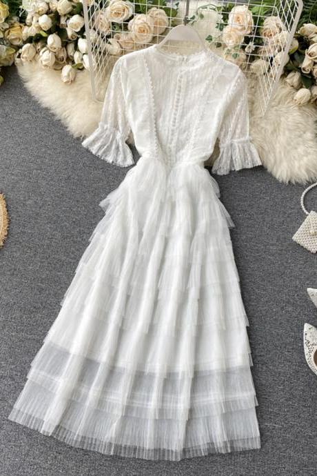 Cute Tulle Lace A Line Dress Fashion Girl Dress