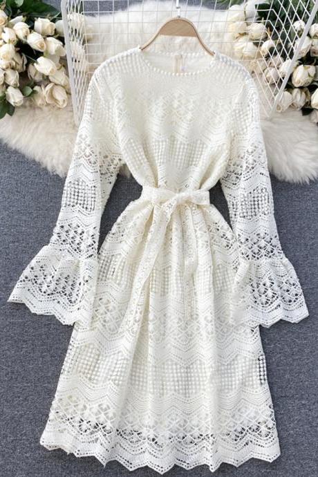 Cute lace long sleeve dress lace dress